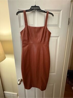 Avec Les Filles Faux Leather Midi Dress in Rust